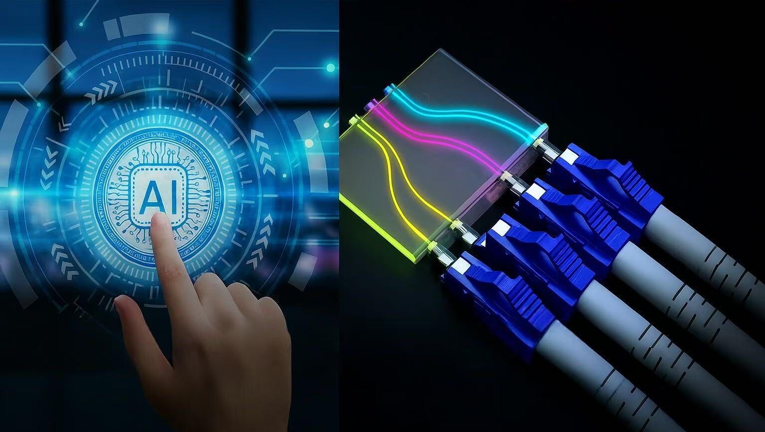 High-speed optical network cables representing AI and data center connectivity